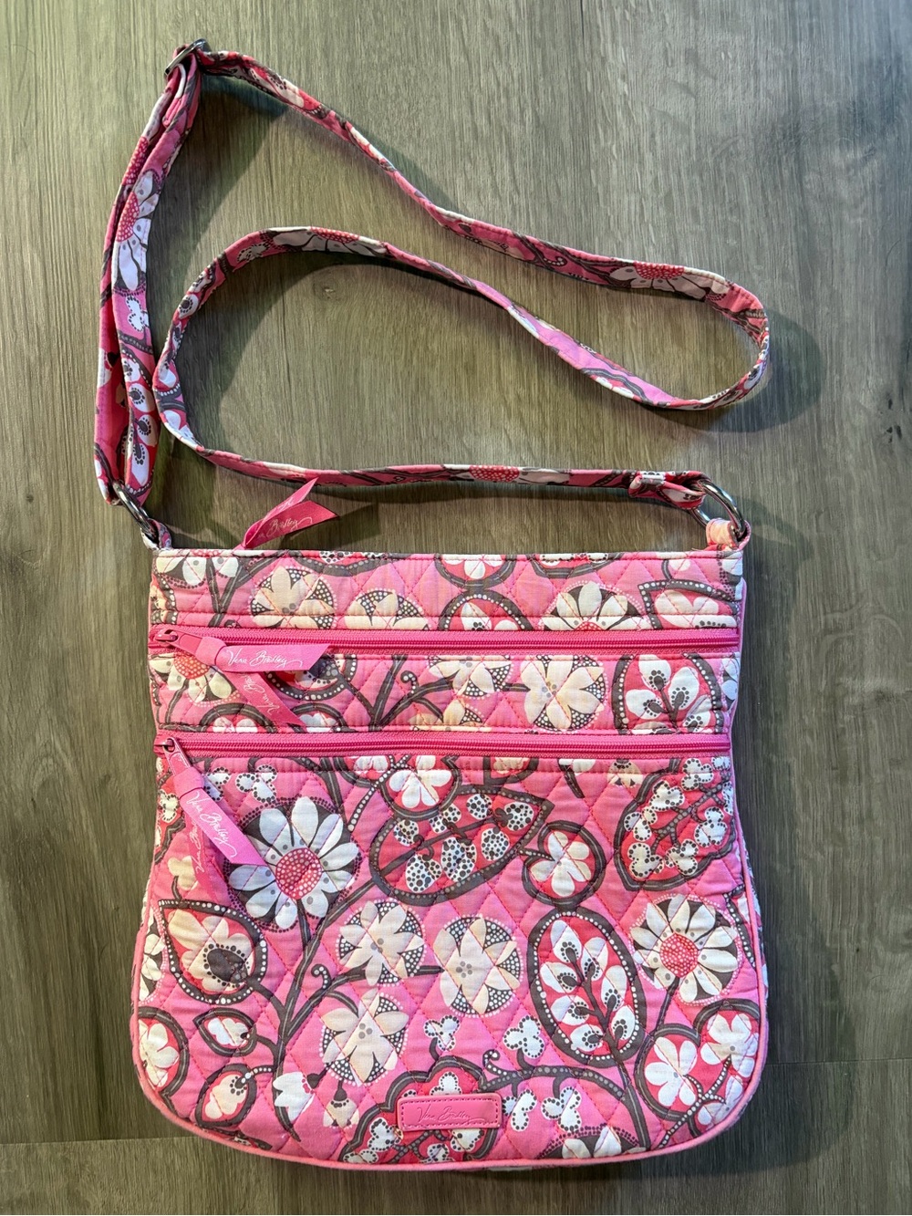 Vera Bradley Triple Zip Hipster Crossbody Bag in Blush Pink- Retired